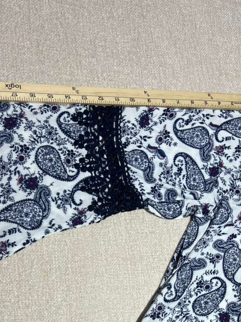 Boho Paisley Bell Sleeve Flowy Tunic Top XL NWT - Picture 6 of 7